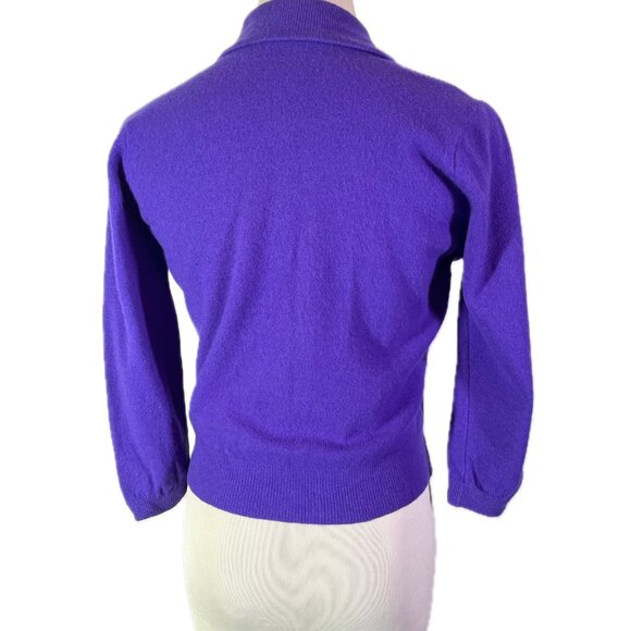 Vintage Fully Fashioned Minklam by Darlene Cropped Purple Cardigan Sweater Sz 38 - Picture 10 of 14